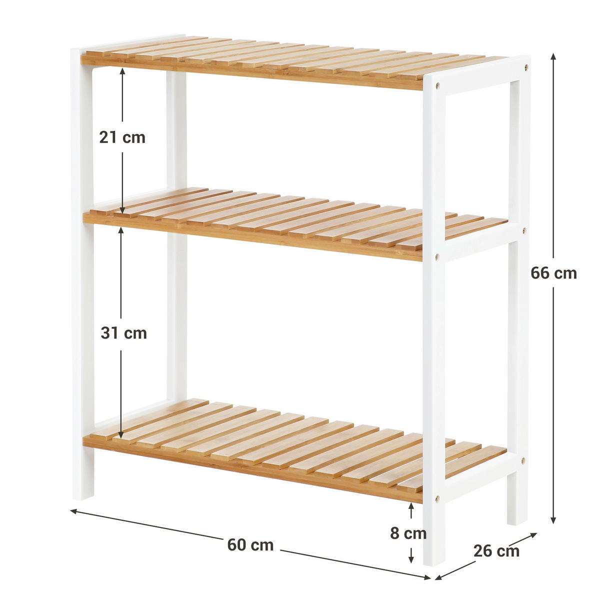 BADEZIMMERREGAL 60/66/26 cm  - Naturfarben/Weiß, Basics, Holz (60/66/26cm)