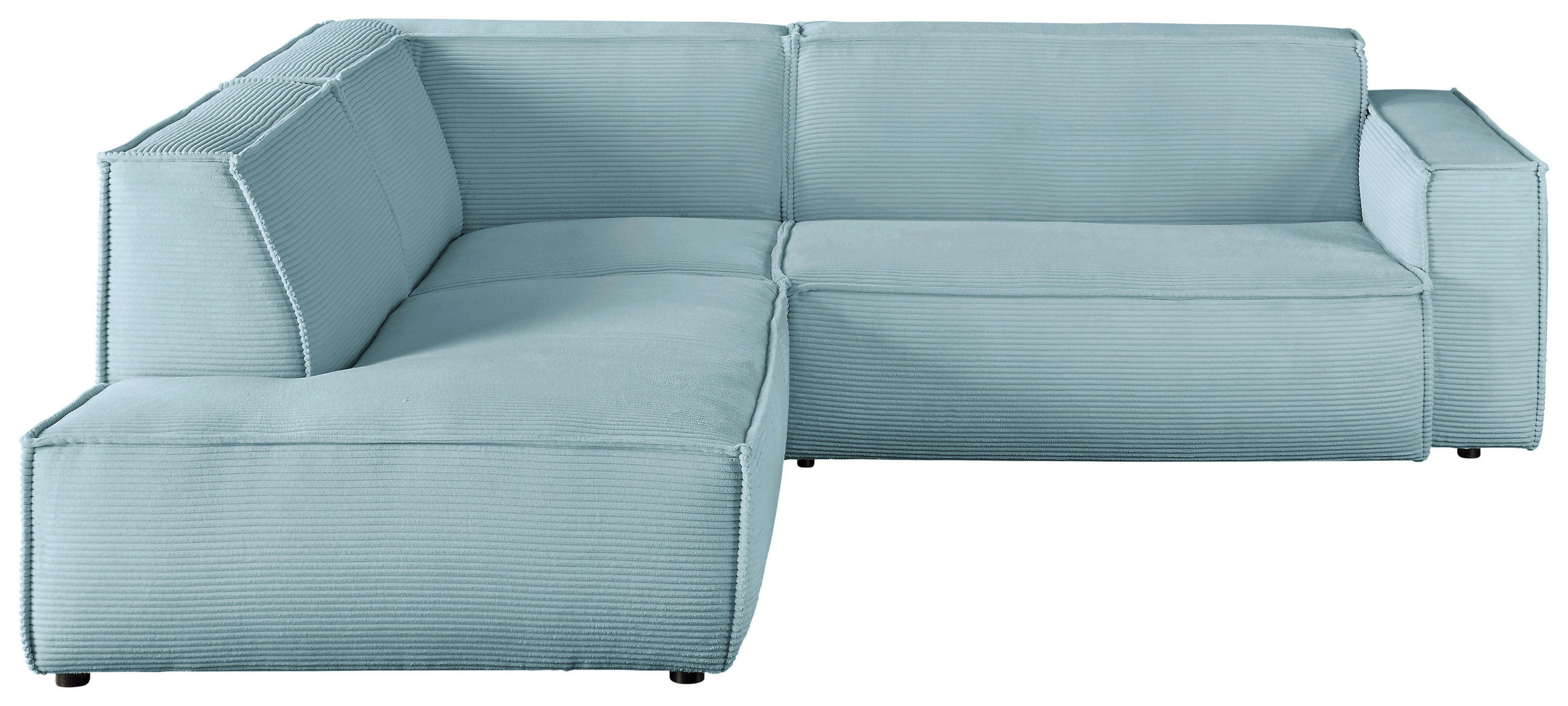 ECKSOFA Hellblau Cord Rücken echt  - Schwarz/Hellblau, KONVENTIONELL, Kunststoff/Textil (224/254cm) - Hom`in