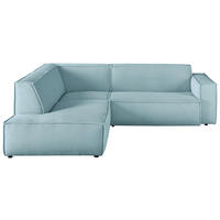 ECKSOFA  in Cord Hellblau Rücken echt  224/254 cm  - Schwarz/Hellblau, KONVENTIONELL, Kunststoff/Textil (224/254cm) - Hom`in