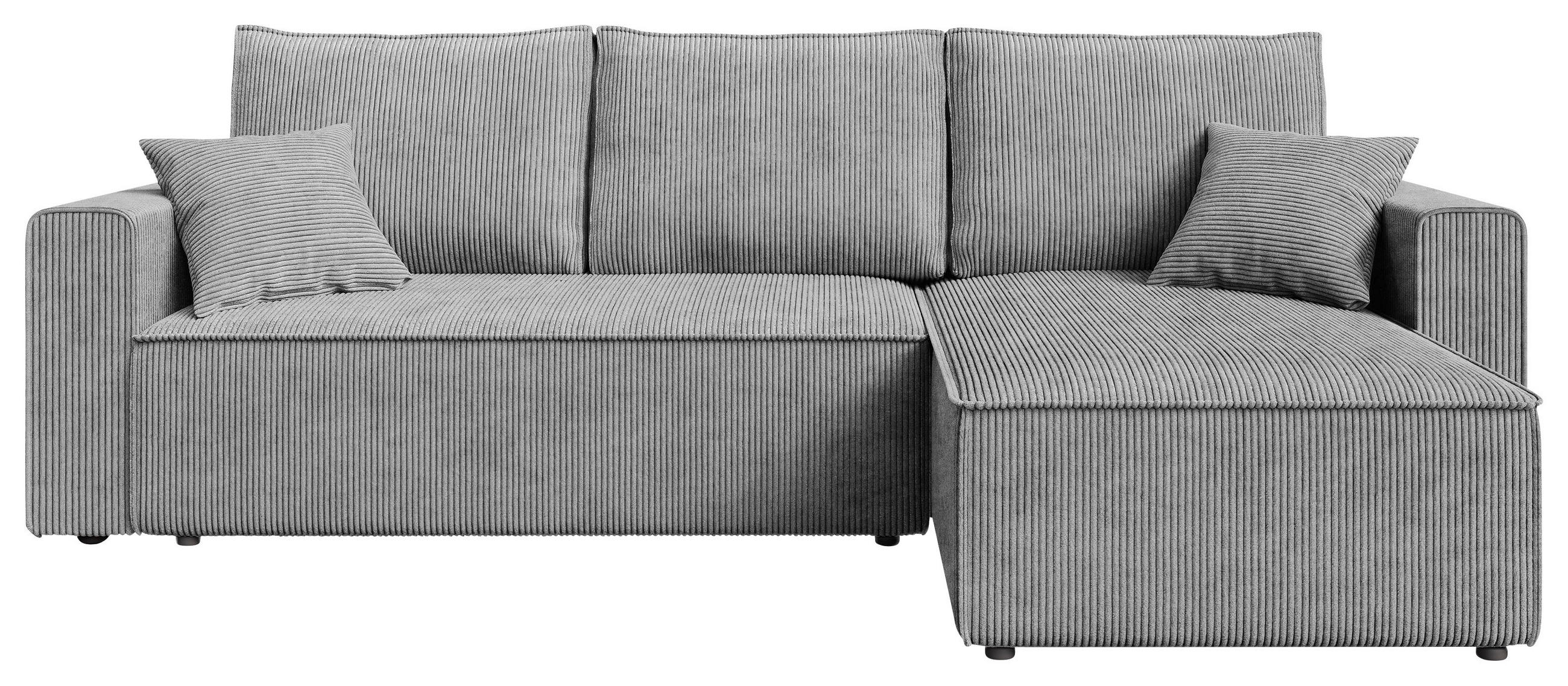ECKSOFA Grau Cord  - Schwarz/Grau, KONVENTIONELL, Kunststoff/Textil (232/143cm) - Carryhome