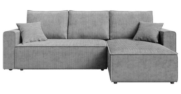 ECKSOFA Grau Cord  - Schwarz/Grau, KONVENTIONELL, Kunststoff/Textil (241/138cm) - Carryhome