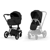KOMBIKINDERWAGEN  PRIAM Comfort Matt Black  Sepia Black  - Schwarz, Basics, Kunststoff/Textil (83-92/60cm) - cybex PLATINUM