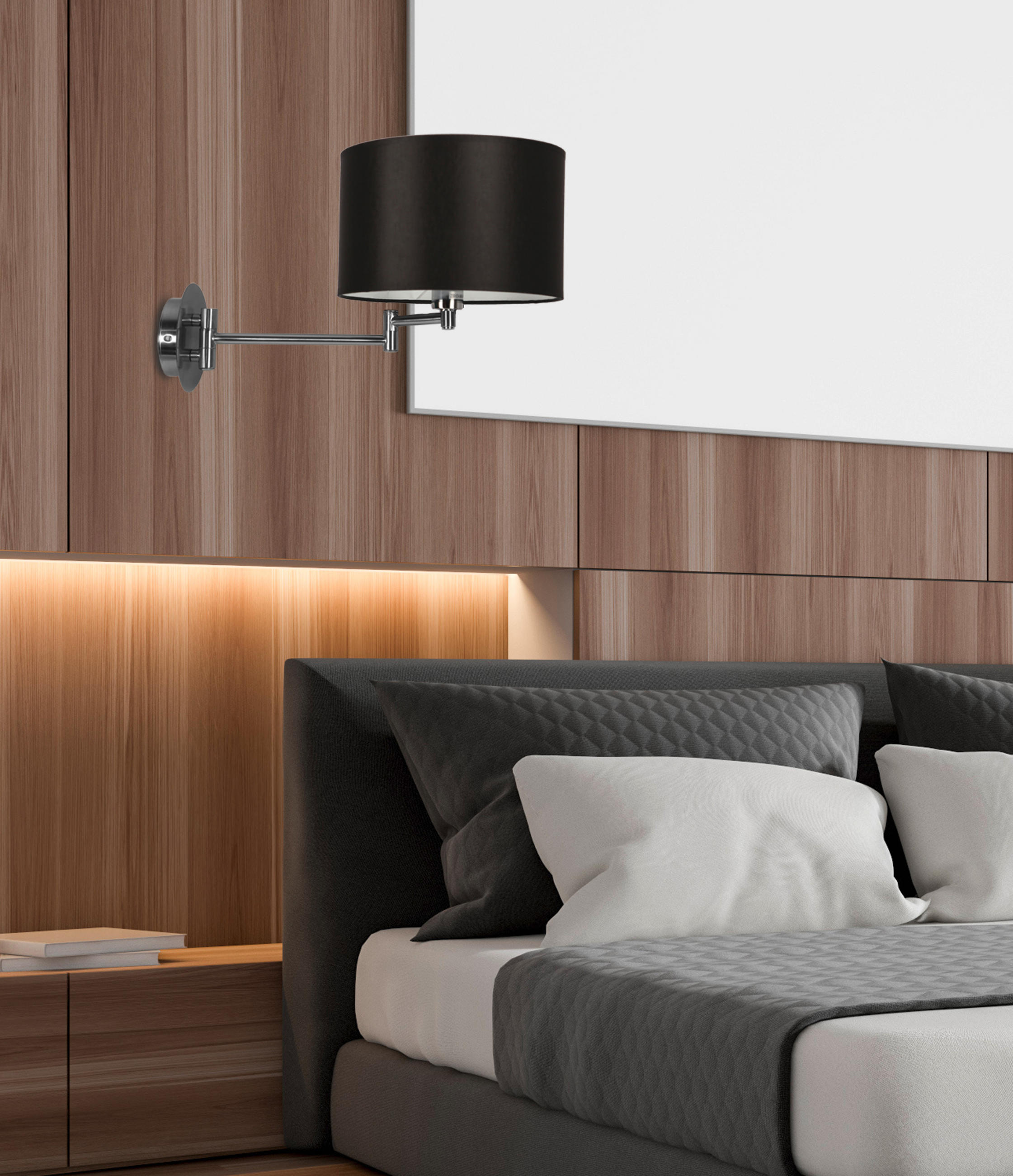 VÄGGLAMPA Alexia 23/41/24 cm   - kromfärg/svart, Klassisk, metall/plast (23/41/24cm)