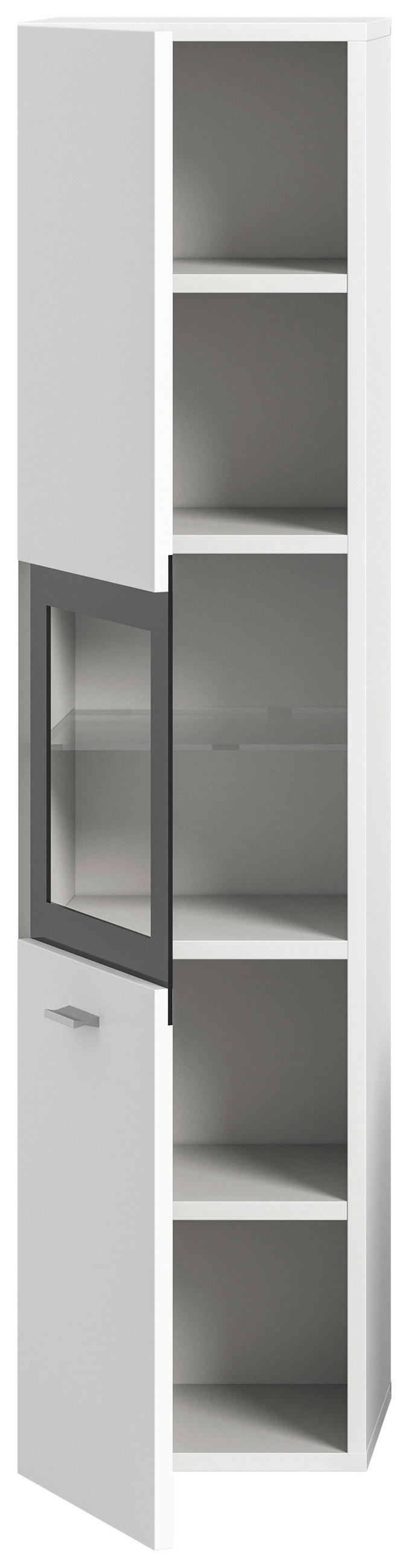MIDISCHRANK 30/125/29 cm  - Silberfarben/Weiß, MODERN, Glas/Holzwerkstoff (30/125/29cm) - MID.YOU