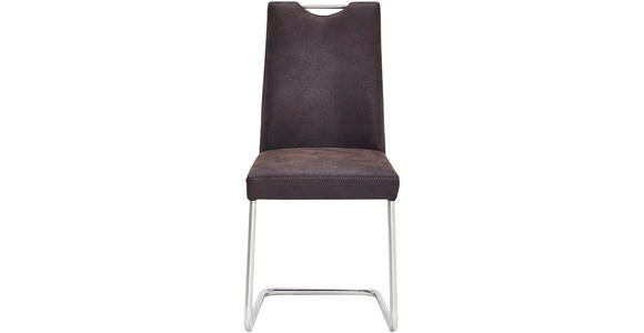 SCHWINGSTUHL in Edelstahl Mikrofaser - Edelstahlfarben/Dunkelbraun, Design, Textil/Metall (47/100/61cm) - Moderano