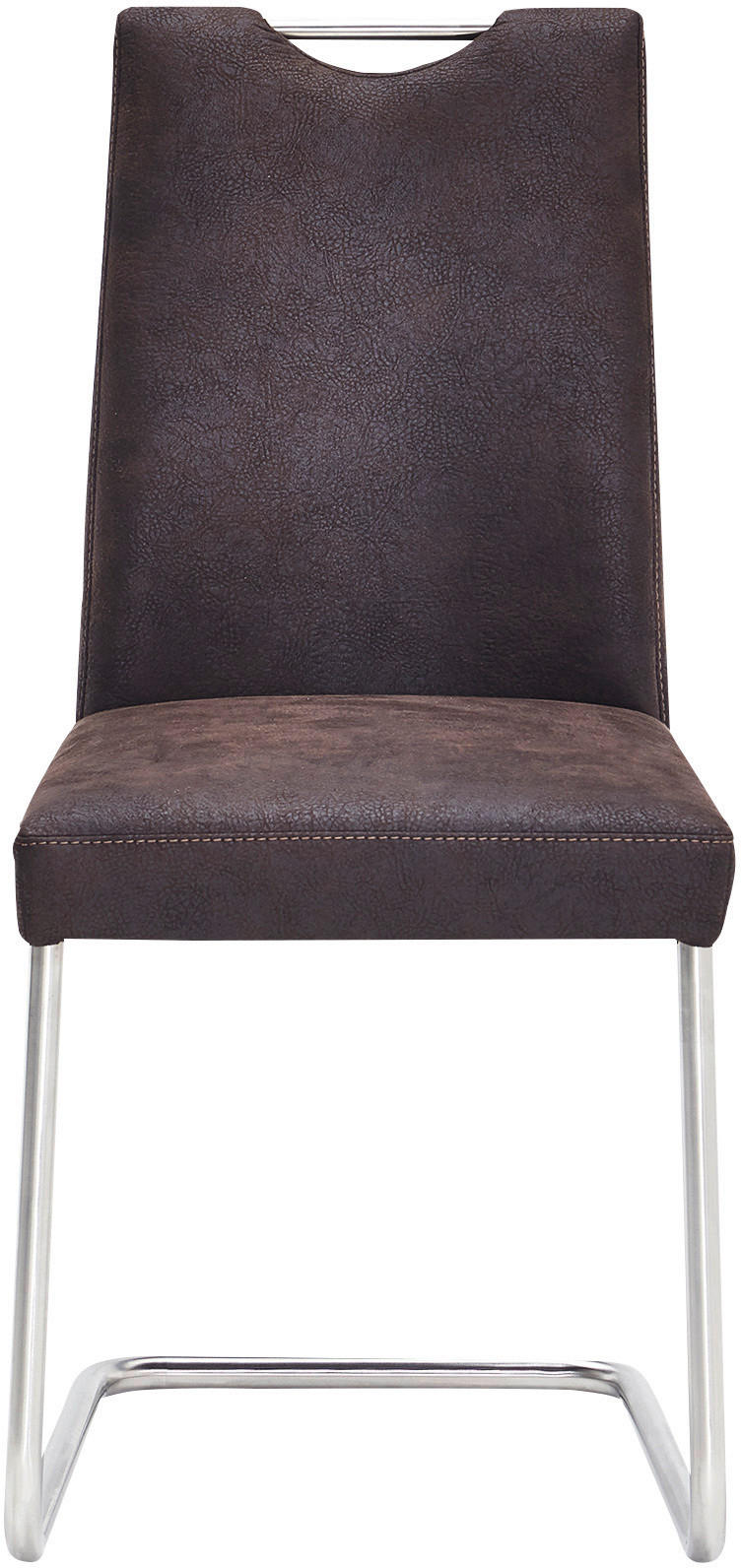 SCHWINGSTUHL  in Edelstahl Mikrofaser  - Edelstahlfarben/Dunkelbraun, Design, Textil/Metall (47/100/61cm) - Moderano