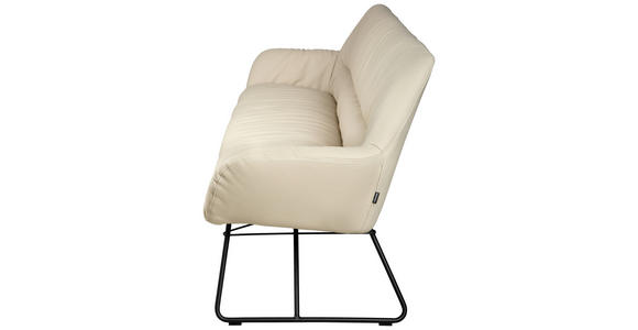 SITZBANK 201,5/87/67,5 cm Echtleder Schwarz, Beige  - Beige/Schwarz, Design, Leder/Metall (201,5/87/67,5cm) - Dieter Knoll