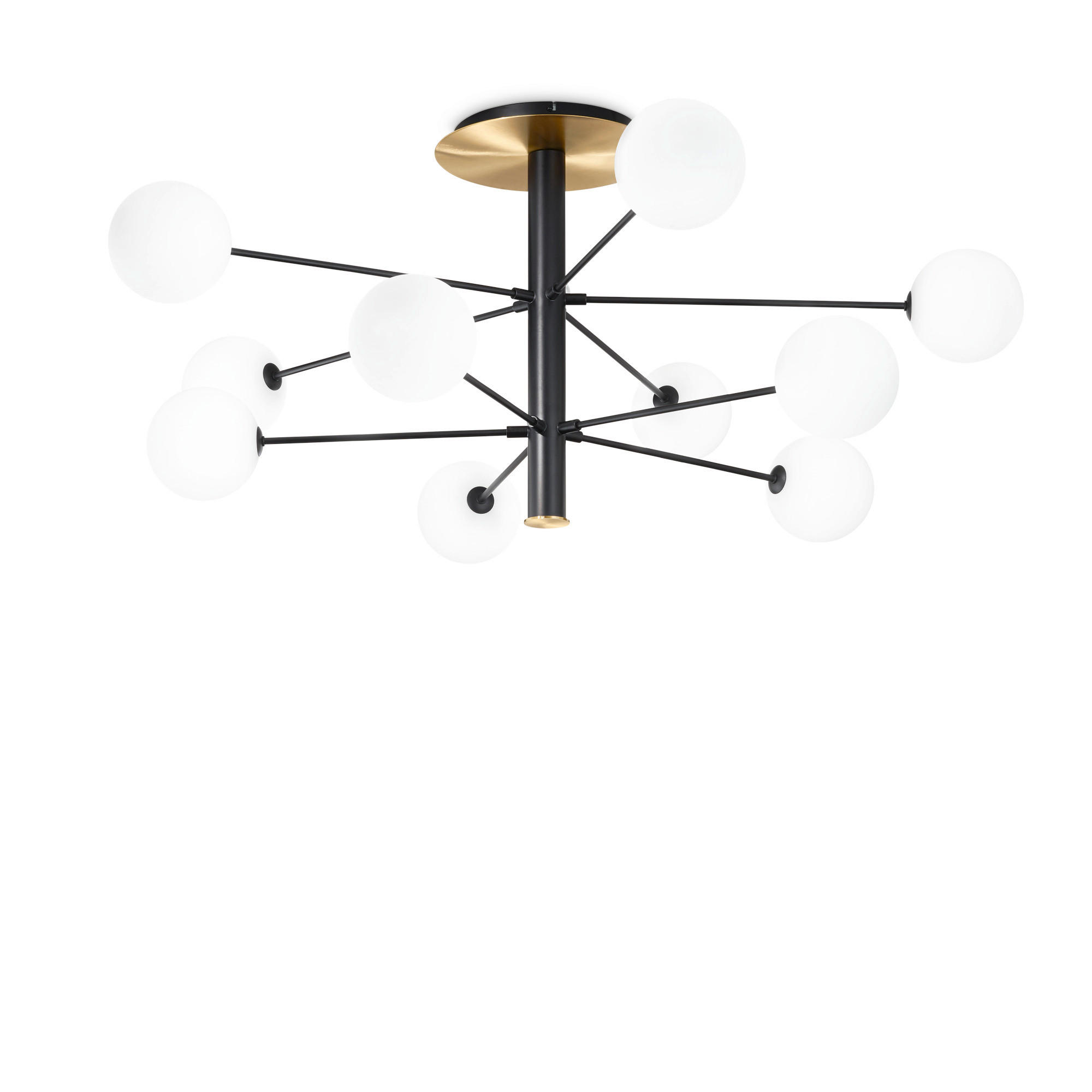 LED-DECKENLEUCHTE Nero Ottone 124/53,50 cm   - Goldfarben/Schwarz, Design, Glas/Metall (124/53,50cm) - Ideal Lux
