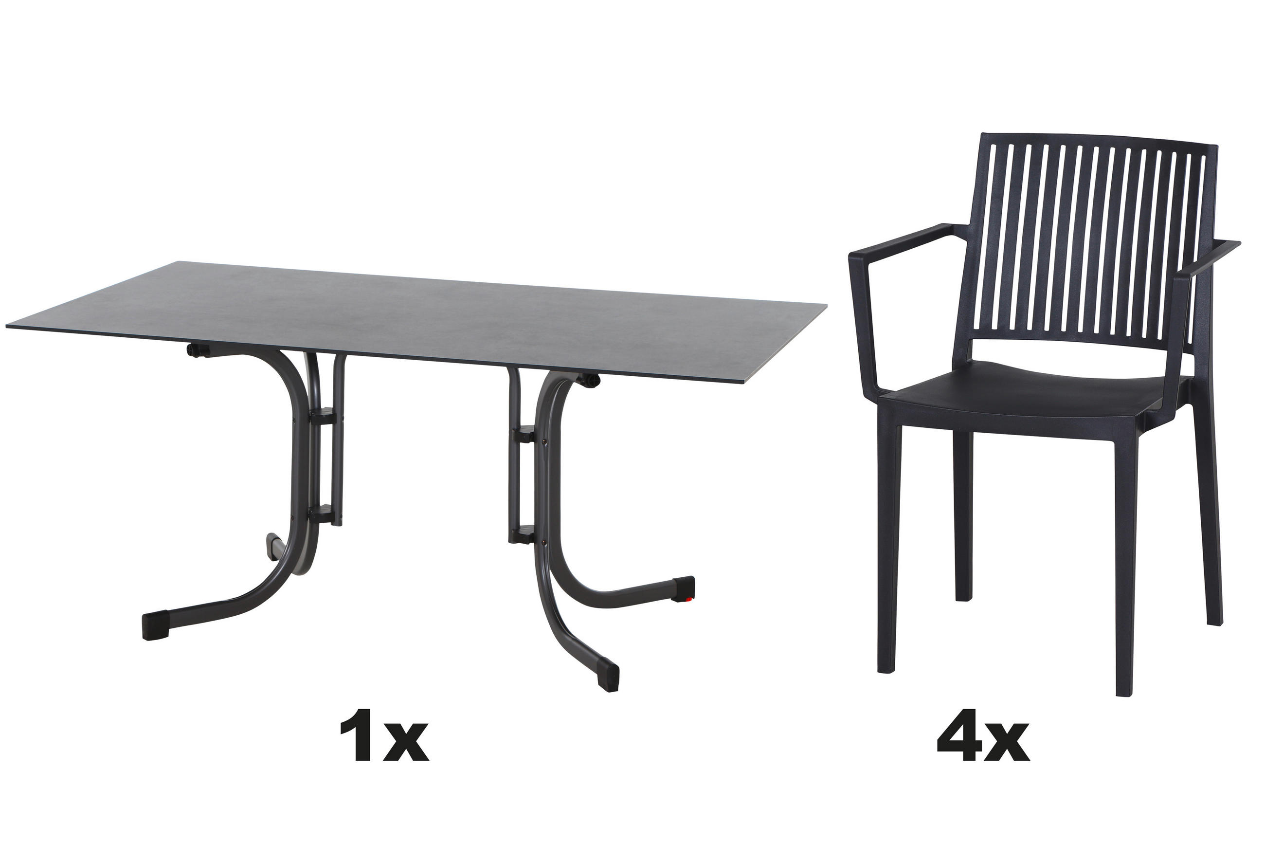 GARTENGARNITUR 5-teilig Stahl  - Anthrazit, Basics, Kunststoff/Metall (57/80/56cm) - Siena Garden
