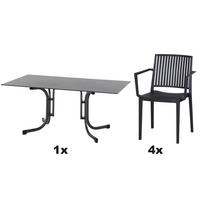 GARTENGARNITUR 5-teilig Stahl  - Anthrazit, Basics, Kunststoff/Metall (57/80/56cm) - Siena Garden