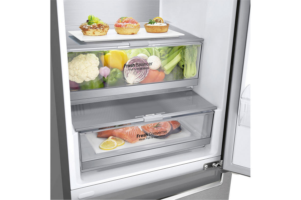 KÜHL-GEFRIER-KOMBINATION 60/203/68 cm GBB92MBB3P  - Silberfarben, Trend, Glas/Kunststoff (60/203/68cm) - LG