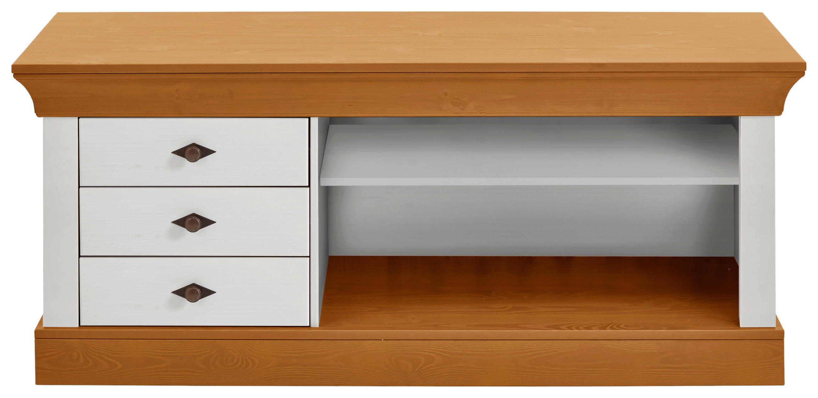 LOWBOARD  143/59/45 cm 3 Schublade(n) Beimöbel erhältlich  - Bernsteinfarben/Weiß, ROMANTIK / LANDHAUS, Holz/Metall (143/59/45cm) - Boxxx