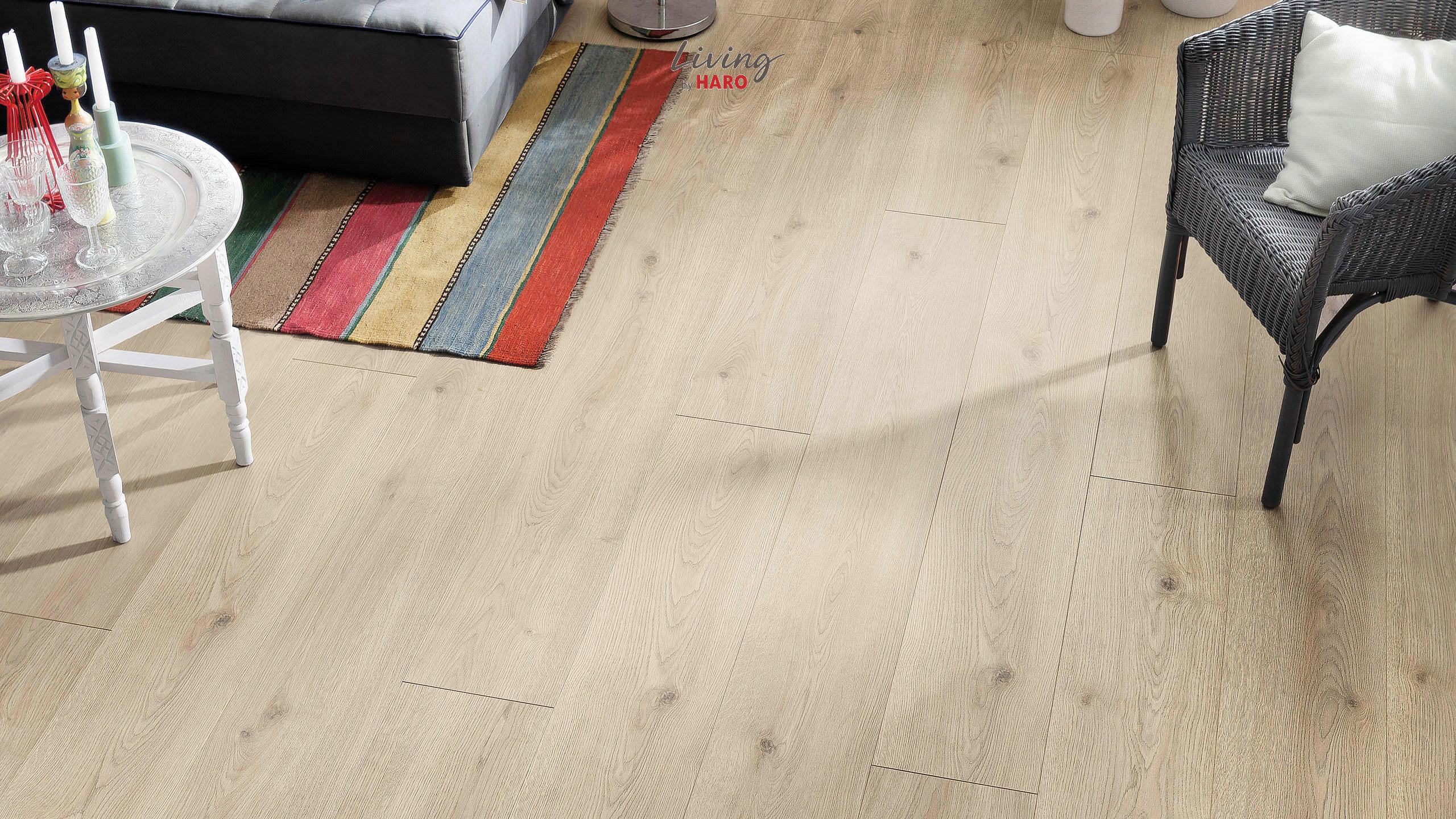LAMINATBODEN  per  m² - Eichefarben/Weiß, Natur, Holzwerkstoff (220/24,3/0,8cm) - Living by HARO