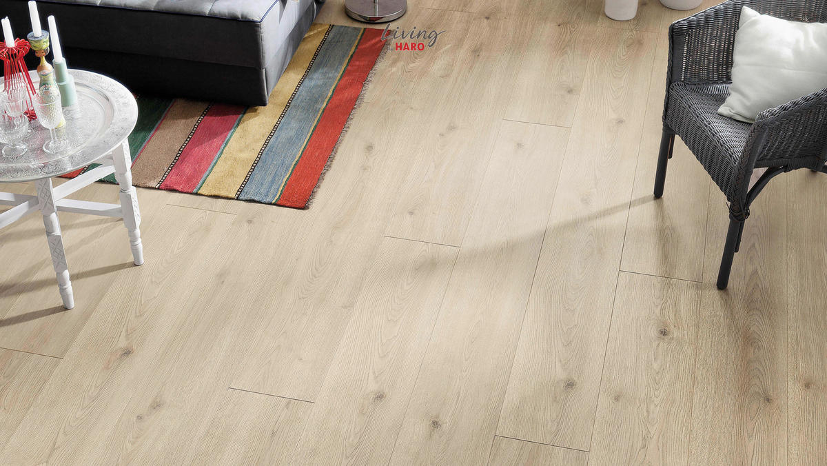 LAMINATBODEN  per  m² - Eichefarben/Weiß, Natur, Holzwerkstoff (220/24,3/0,8cm) - Living by HARO