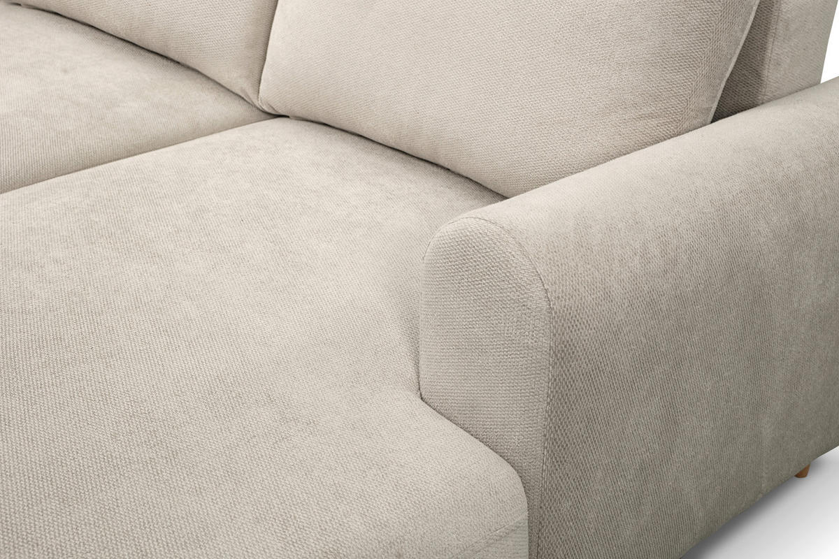 ECKSOFA VIRA Beige Struktur Rückenkissen, Bettkasten, Liegefläche im Originalstoff  - Beige/Naturfarben, Design, Holz/Textil (230/150cm) - MID.YOU