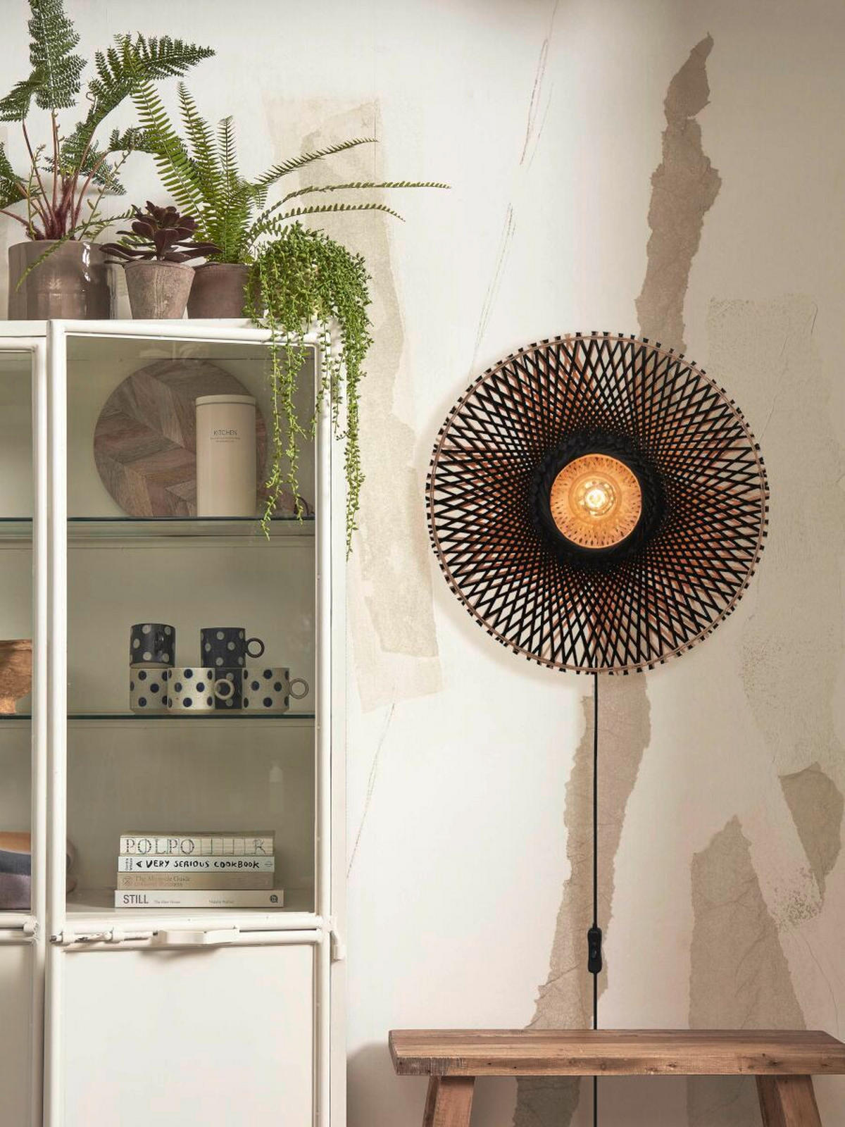 WANDLEUCHTE - Schwarz/Naturfarben, Trend (87/20/87cm) - Good & Mojo