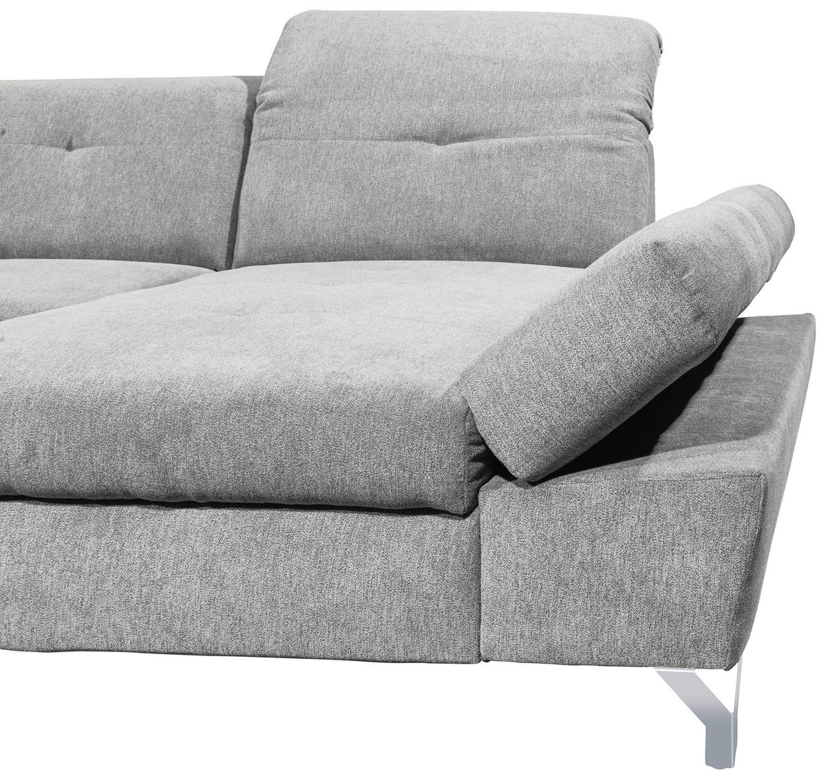 WOHNLANDSCHAFT Schlammfarben Mikrovelours  - Schlammfarben/Silberfarben, MODERN, Textil/Metall (245/350/168cm) - MID.YOU