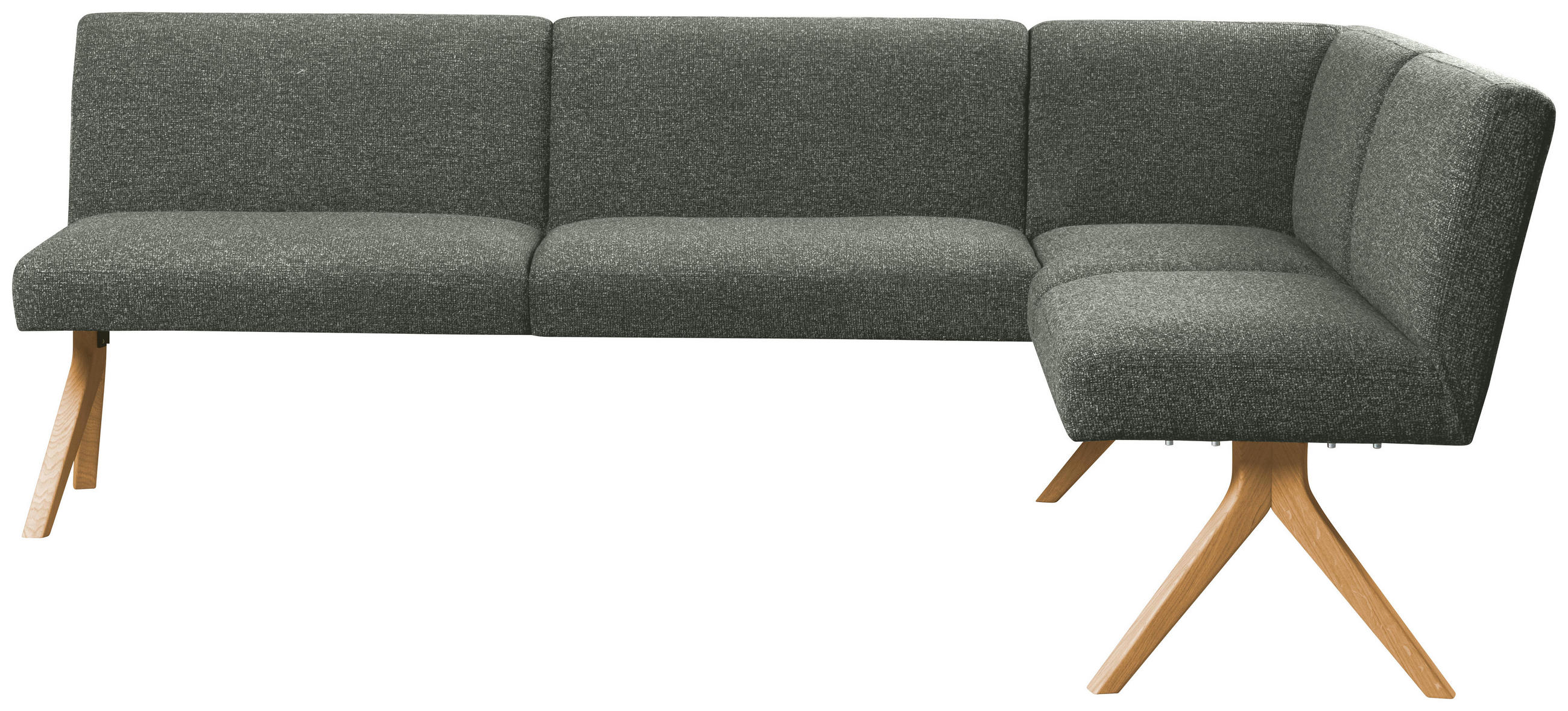ECKBANK 218/172 cm Webstoff Grün Eiche vollmassiv   - Eichefarben/Grün, KONVENTIONELL, Holz/Textil (218/172cm) - Linea Natura