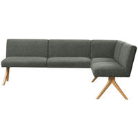 ECKBANK Holz, Textil Graugrün  - Eichefarben/Graugrün, Konventionell, Holz/Textil (218/172cm) - Linea Natura