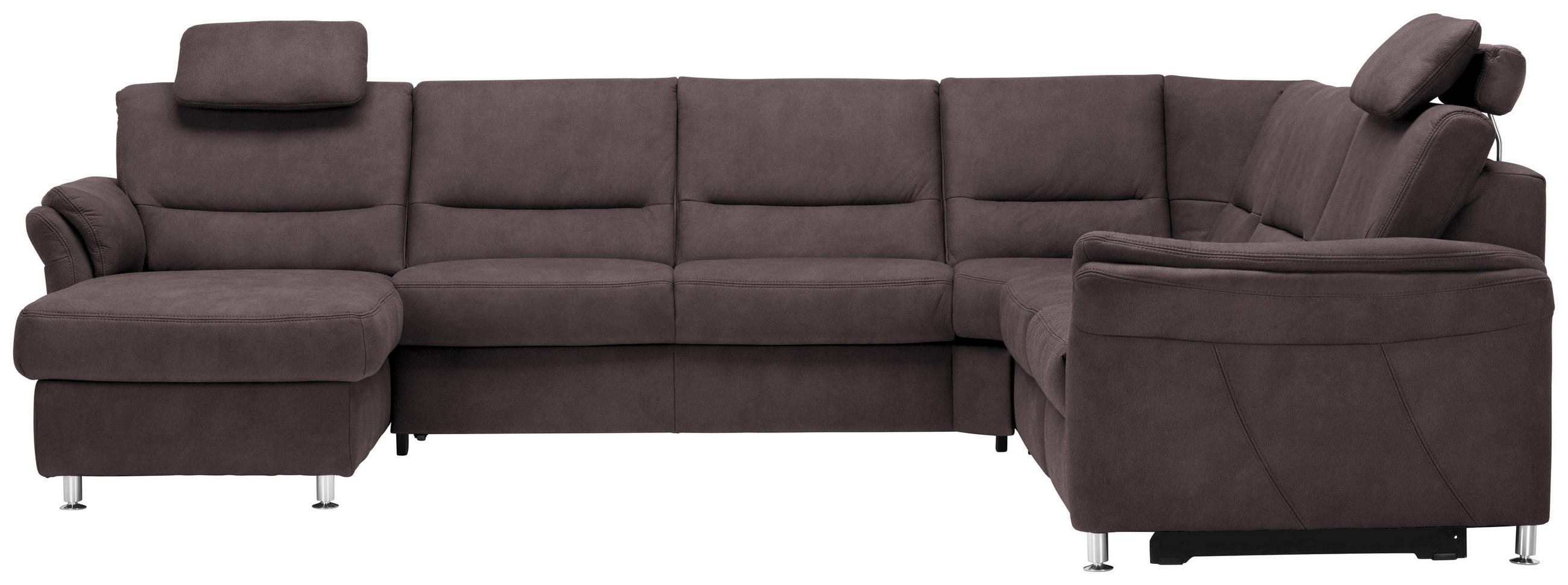 WOHNLANDSCHAFT  in Mikrofaser Graubraun  - Graubraun/Alufarben, KONVENTIONELL, Textil/Metall (173/330/262cm) - Beldomo System