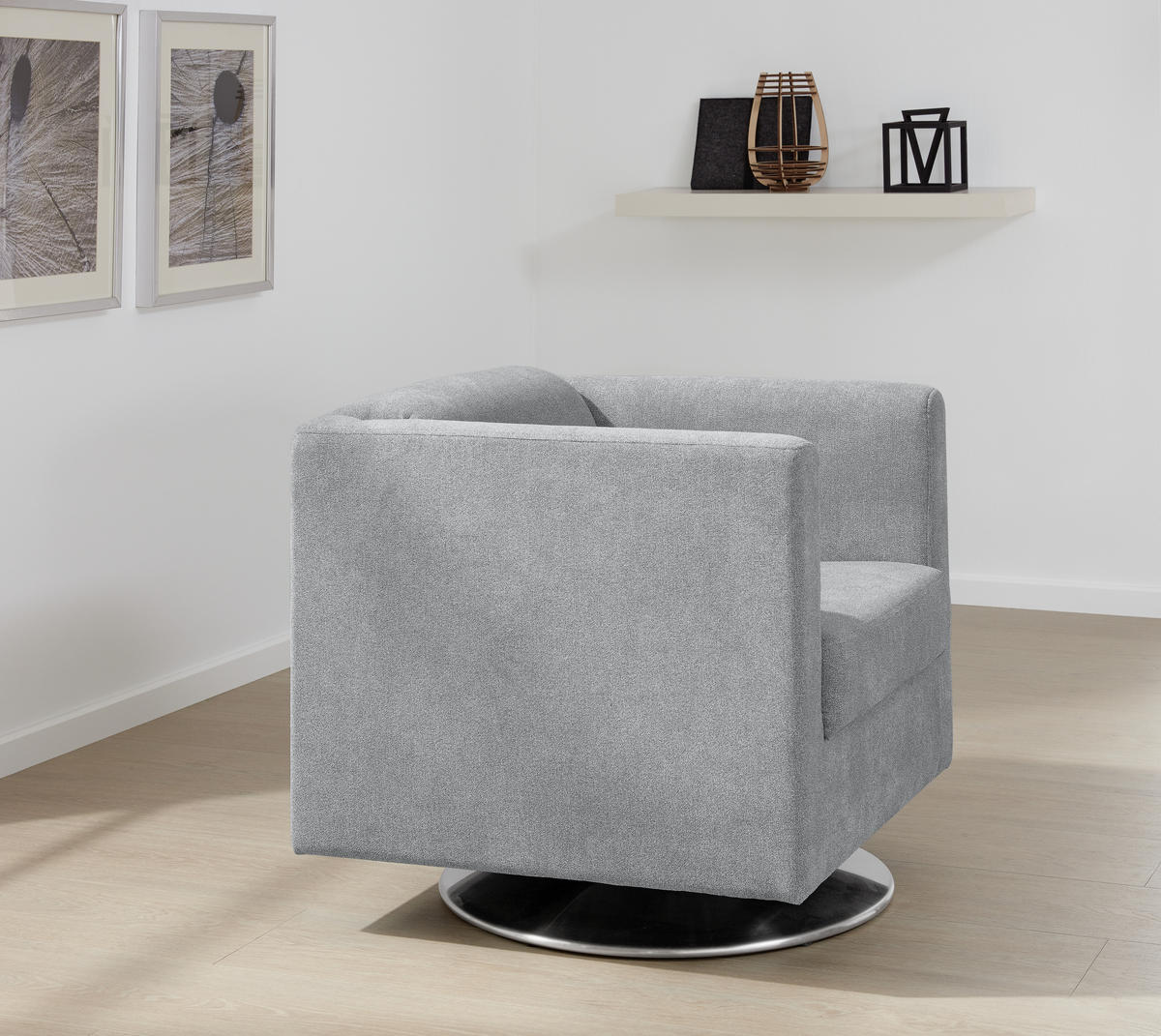 DESIGNSESSEL Mikrofaser Grau    - Chromfarben/Grau, Design, Textil/Metall (72/71/75cm) - LOOKS by W.Joop