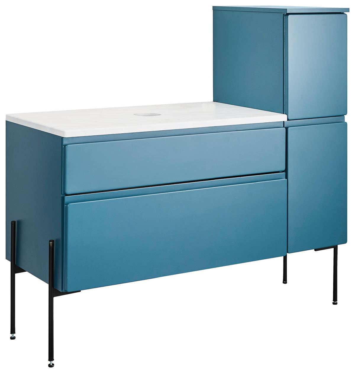 WASCHBECKENUNTERSCHRANK 90/55/47 cm  - Weiss/Dunkelblau, Modern, Holzwerkstoff (90/55/47cm) - Welnova