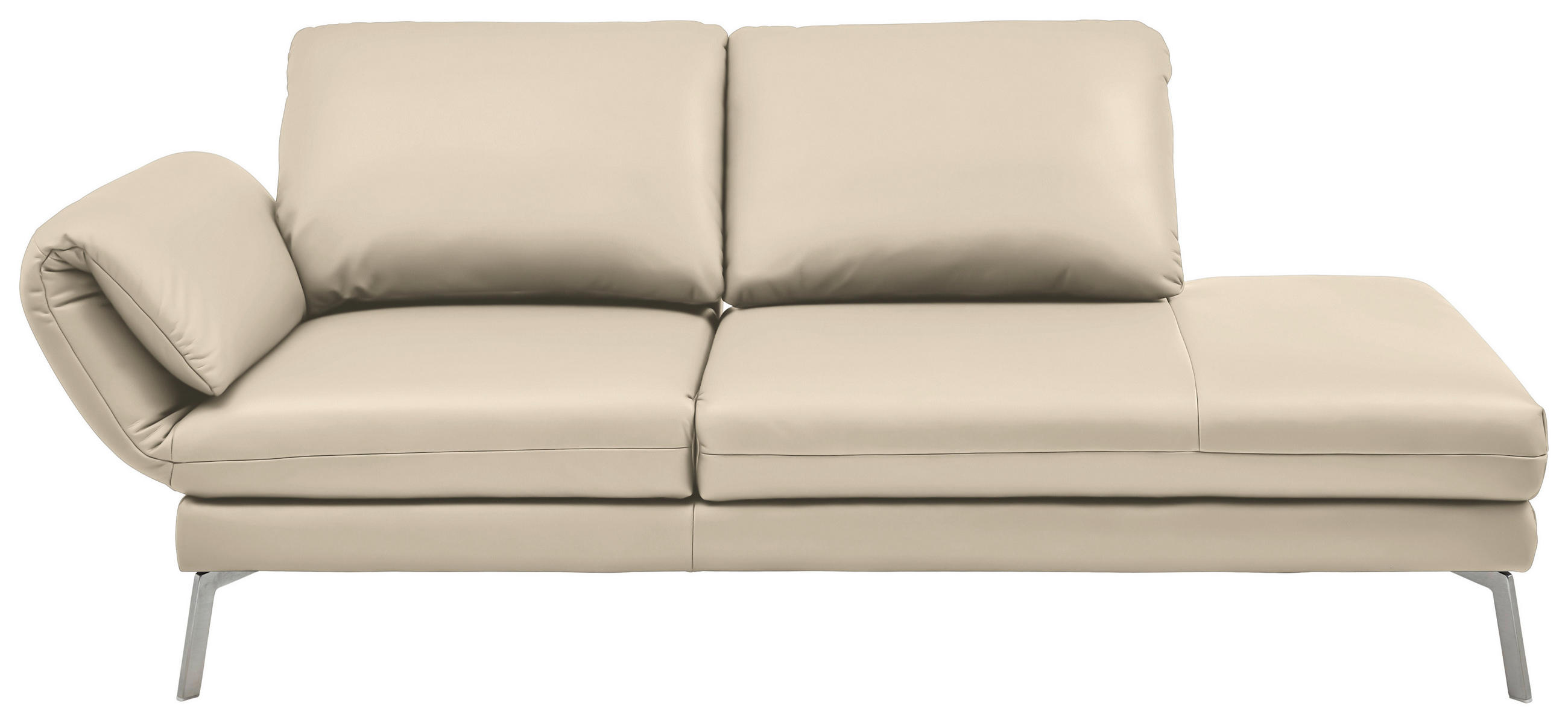 RÉCAMIERE in Echtleder Creme  - Chromfarben/Creme, Design, Leder/Metall (209/85-109/95-16cm) - Dieter Knoll