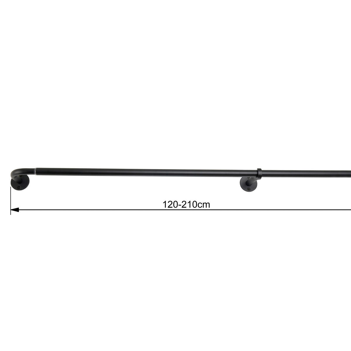 VORHANGSTANGENSET  120 cm  - Schwarz, Design, Metall (120cm)