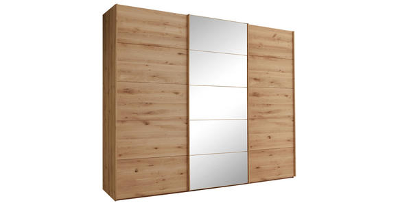 SCHWEBETÜRENSCHRANK 300/236/67 cm 3-türig Eiche Bianco  - Eiche Bianco, Natur, Glas/Holz (300/236/67cm) - Linea Natura