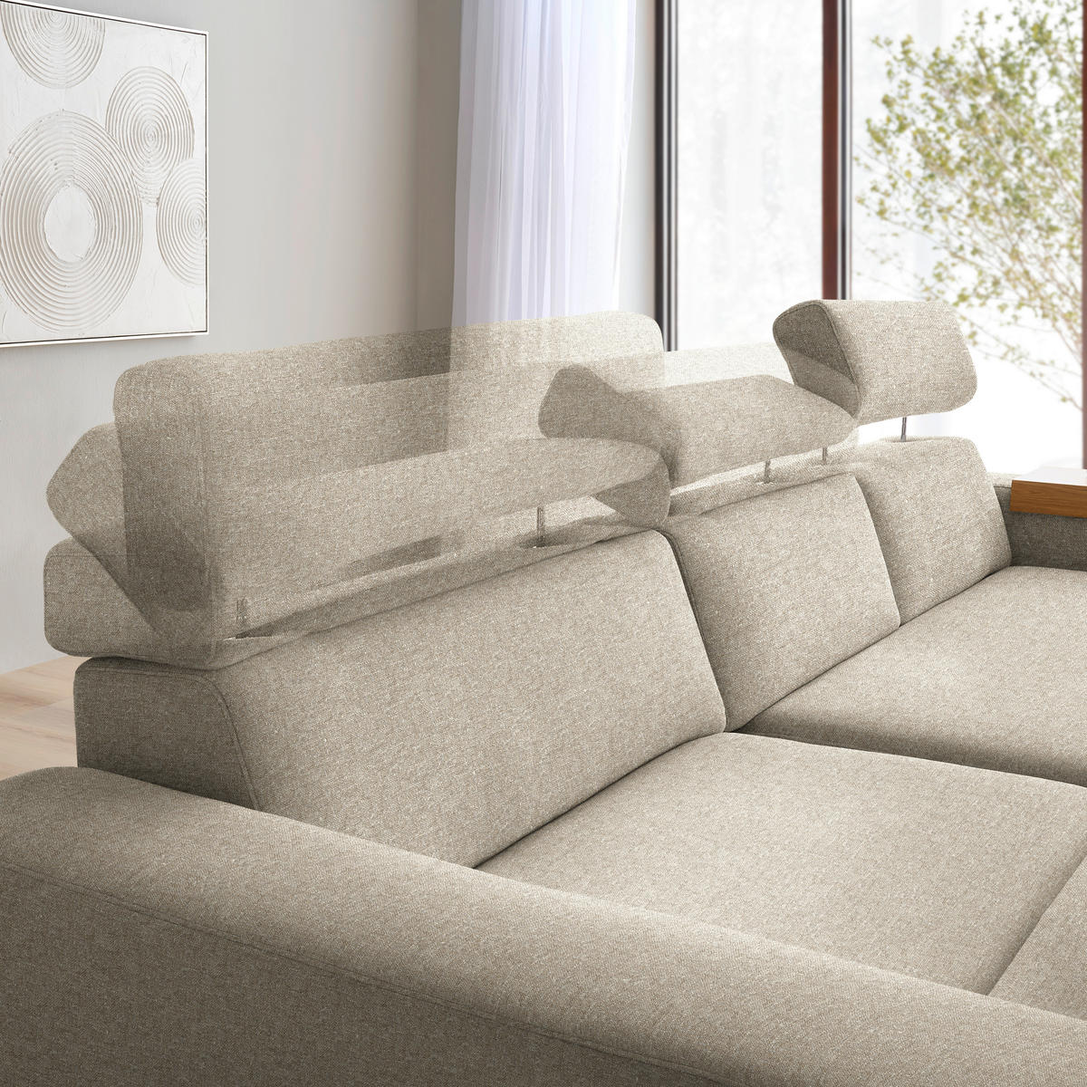 ECKSOFA  in Chenille Sandfarben  206/316 cm  - Sandfarben/Eichefarben, Design, Textil (206/316cm) - Sedda