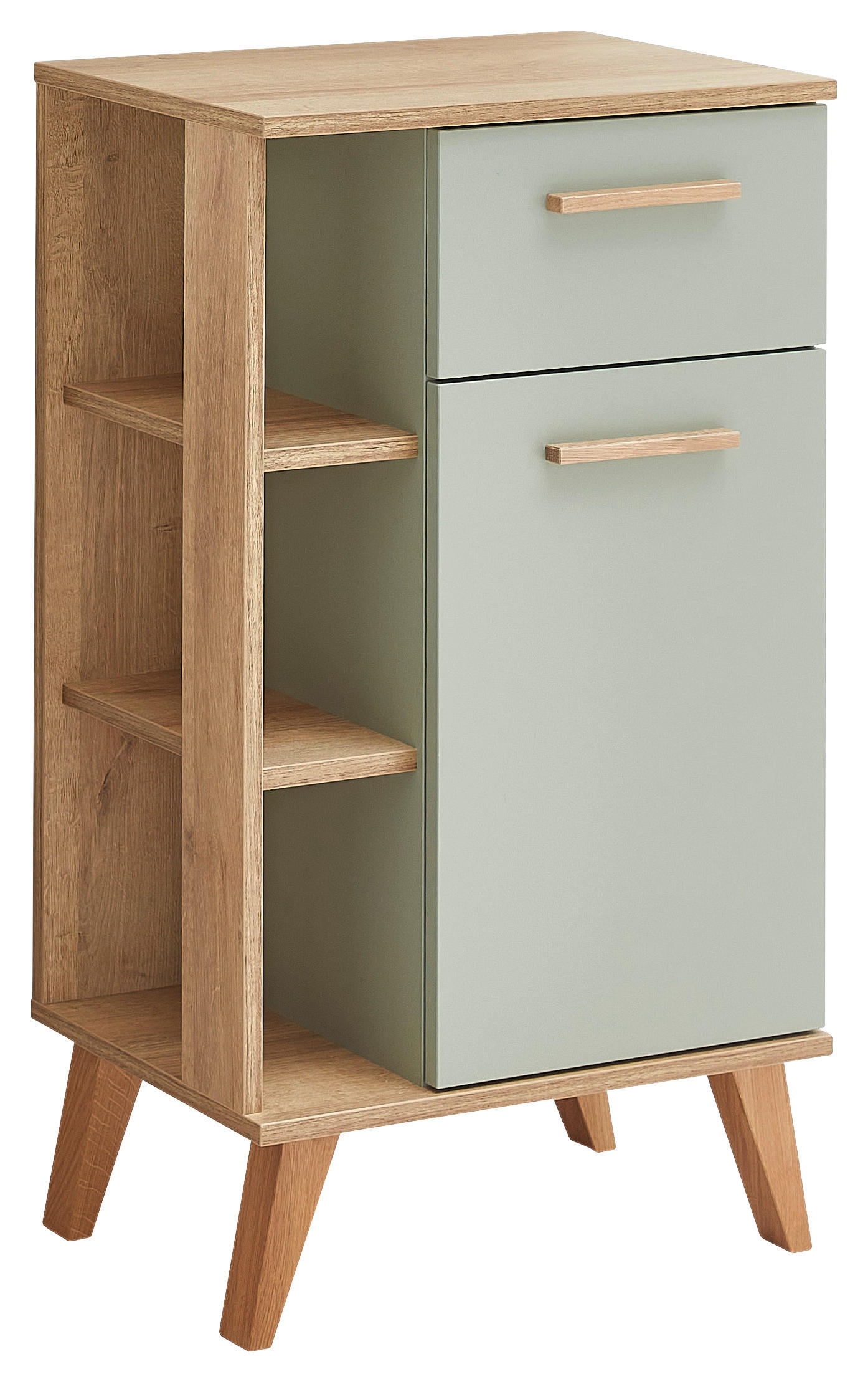 SPODNÍ SKŘÍŇKA, barvy dubu, pastelově zelená, barvy dubu, pastelově zelená, 50,5/89,5/33 cm - pastelově zelená/barvy dubu, Design, kompozitní dřevo/sklo (50,5/89,5/33cm) - Xora