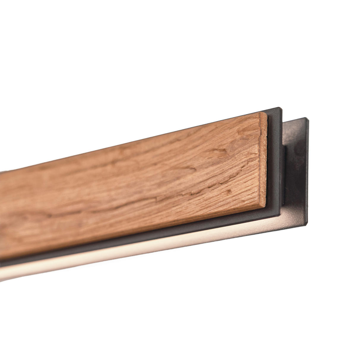 LED-HÄNGELEUCHTE Form 117/180/5,5 cm  - Eichefarben/Schwarz, Natur, Holz/Metall (117/180/5,5cm) - Grossmann