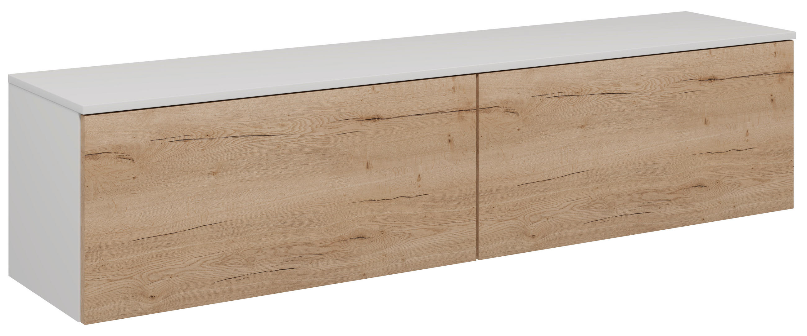 LOWBOARD  160,3/37,6/37,4 cm  individuell planbar, Beimöbel erhältlich, hängend, in verschiedenen Größen erhältlich, in verschiedenen Holzdekoren erhältlich  - Eichefarben/Weiß, Design, Holzwerkstoff (160,3/37,6/37,4cm) - Celina Home