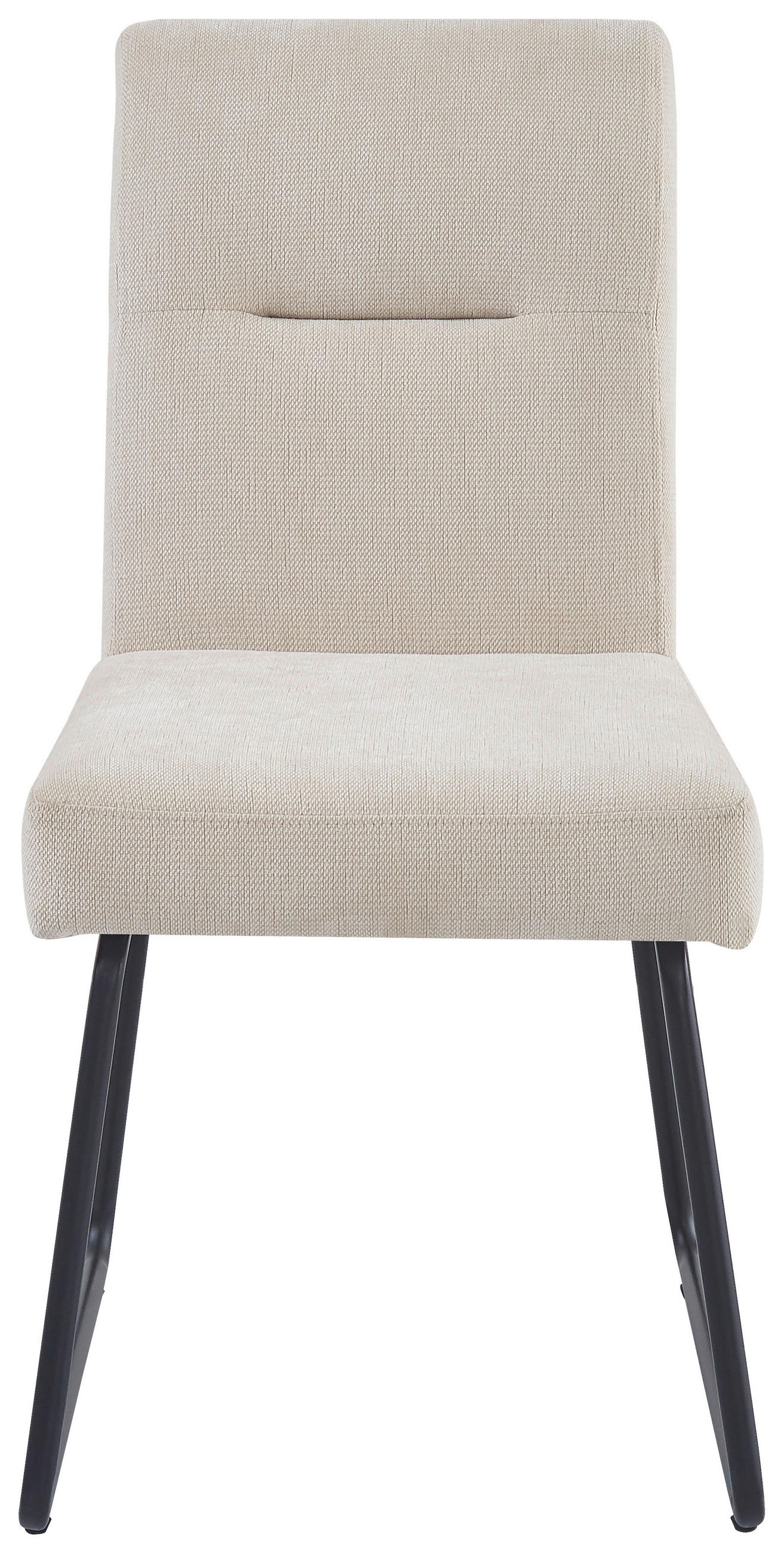 STUHL  in Eisen Leinenoptik Metall, Textil  - Beige/Schwarz, MODERN, Textil/Metall (47/87/63cm) - Stylife