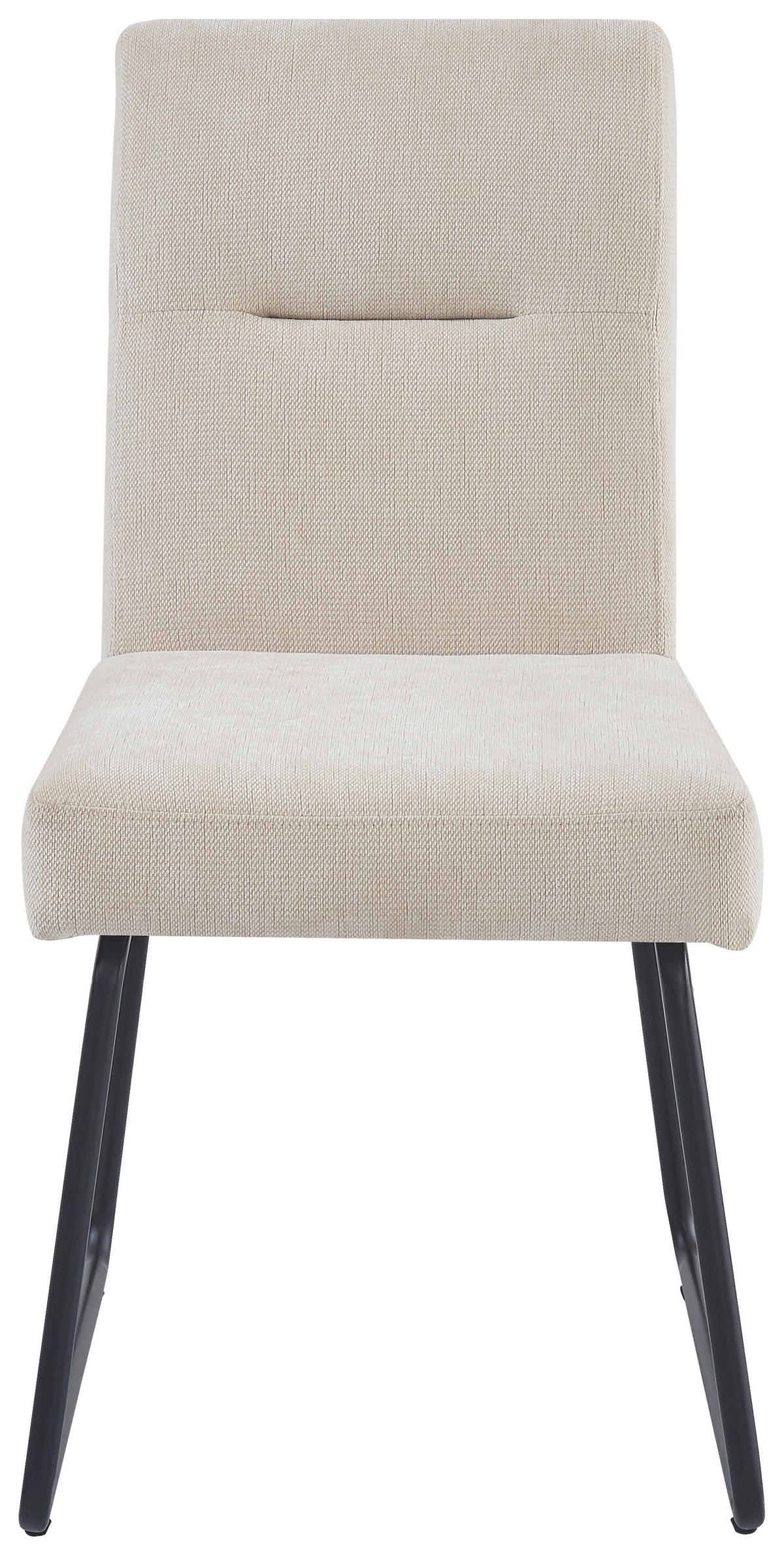 STUHL  in Eisen Leinenoptik Metall, Textil  - Beige/Schwarz, MODERN, Textil/Metall (47/87/63cm) - Stylife