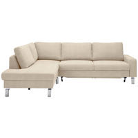 ECKSOFA in Flachgewebe Beige  200/276 cm  - Chromfarben/Beige, Design, Textil/Metall (200/276cm) - Hom`in