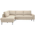ECKSOFA in Flachgewebe Beige  200/276 cm  - Chromfarben/Beige, Design, Textil/Metall (200/276cm) - Hom`in