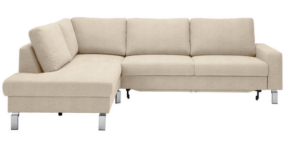 ECKSOFA in Flachgewebe Beige  200/276 cm  - Chromfarben/Beige, Design, Textil/Metall (200/276cm) - Hom`in