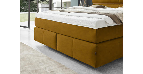 BOXSPRINGBETT 180/200 cm  in Eichefarben, Currygelb  - Currygelb/Eichefarben, KONVENTIONELL, Holz/Kunststoff (180/200cm) - Dieter Knoll