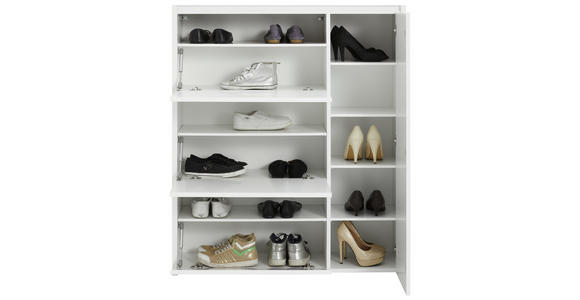 SCHUHSCHRANK 99,7/113,7/28 cm - Weiß, Design, Glas/Holzwerkstoff (99,7/113,7/28cm) - Voleo