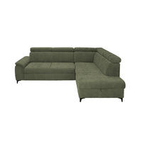ECKSOFA Dunkelgrün Chenille Bettkasten, Schlaffunktion, Rücken echt, Kopfteilverstellung, Liegefläche im Originalstoff  - Dunkelgrün/Schwarz, KONVENTIONELL, Textil/Metall (265/206cm) - Carryhome