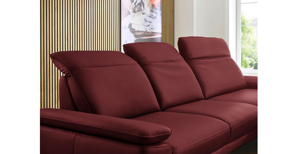 ECKSOFA in Echtleder Rot  - Rot/Schwarz, Design, Leder/Metall (332/193cm) - Dieter Knoll