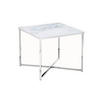 BEISTELLTISCH 50/50/42 cm Weiß, Chromfarben quadratisch  - Chromfarben/Weiß, Design, Glas/Metall (50/50/42cm) - Livetastic