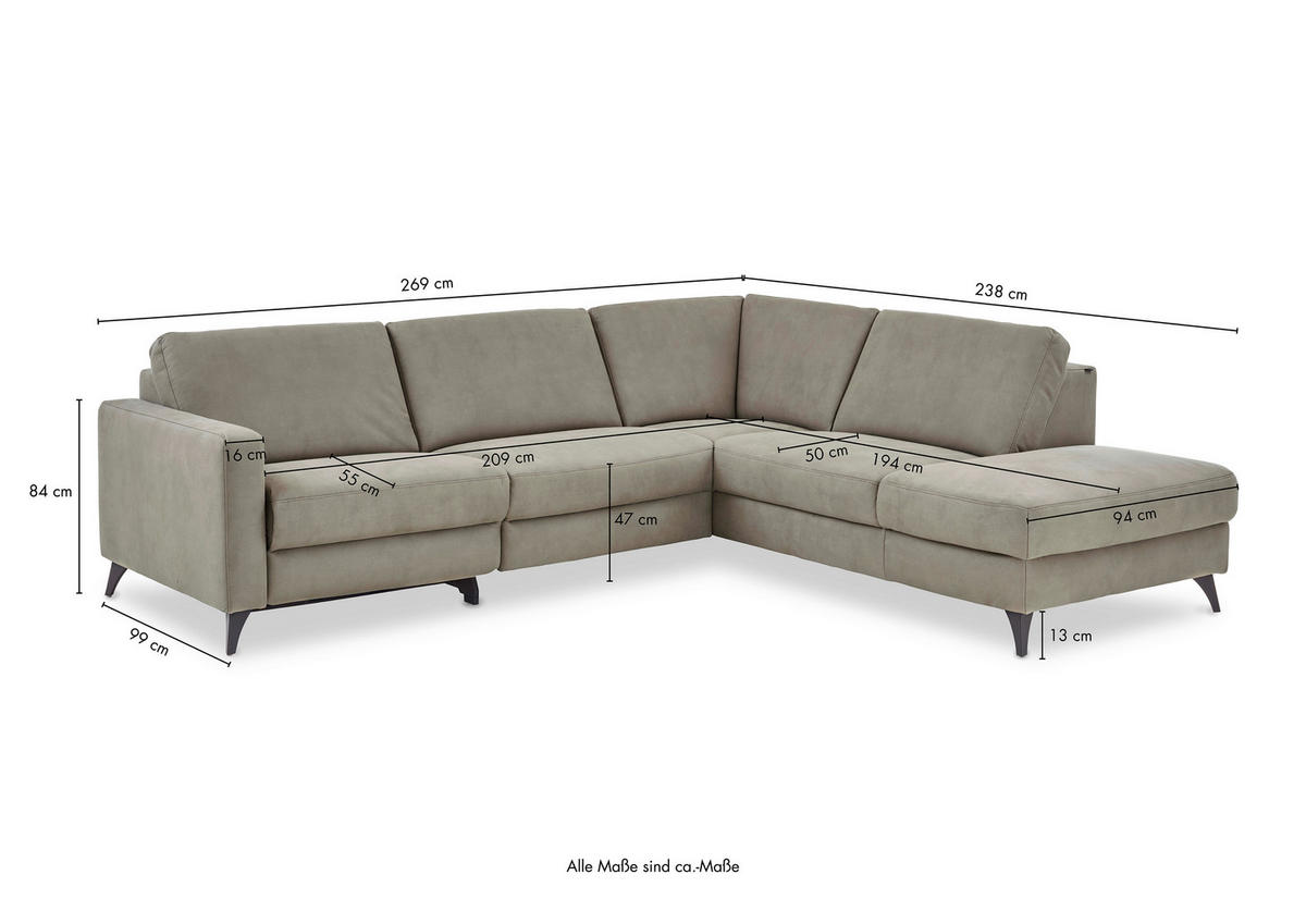 ECKSOFA Dieter Knoll Beigebraun Mikrofaser  - Beigebraun/Schwarz, Design, Textil/Metall (269/238cm) - Dieter Knoll