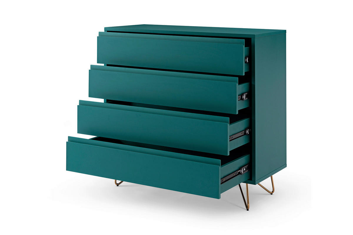KOMMODE  in 90/90/40 cm  - Blau/Messingfarben, Design, Holzwerkstoff/Metall (90/90/40cm) - Livetastic