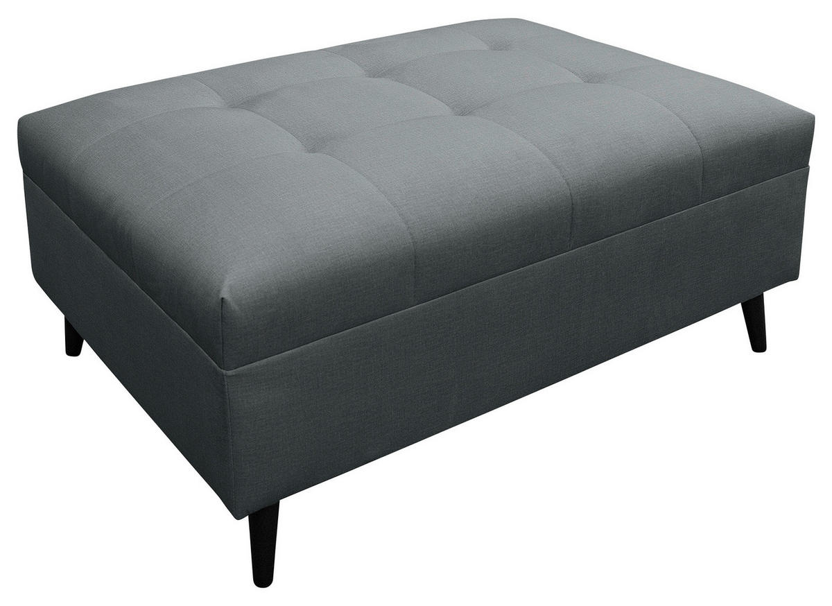 Ecksofa inkl. Hocker Dunkelgrau Mikrofaser  - Dunkelgrau/Schwarz, Design, Holz/Textil (247/174cm) - MID.YOU