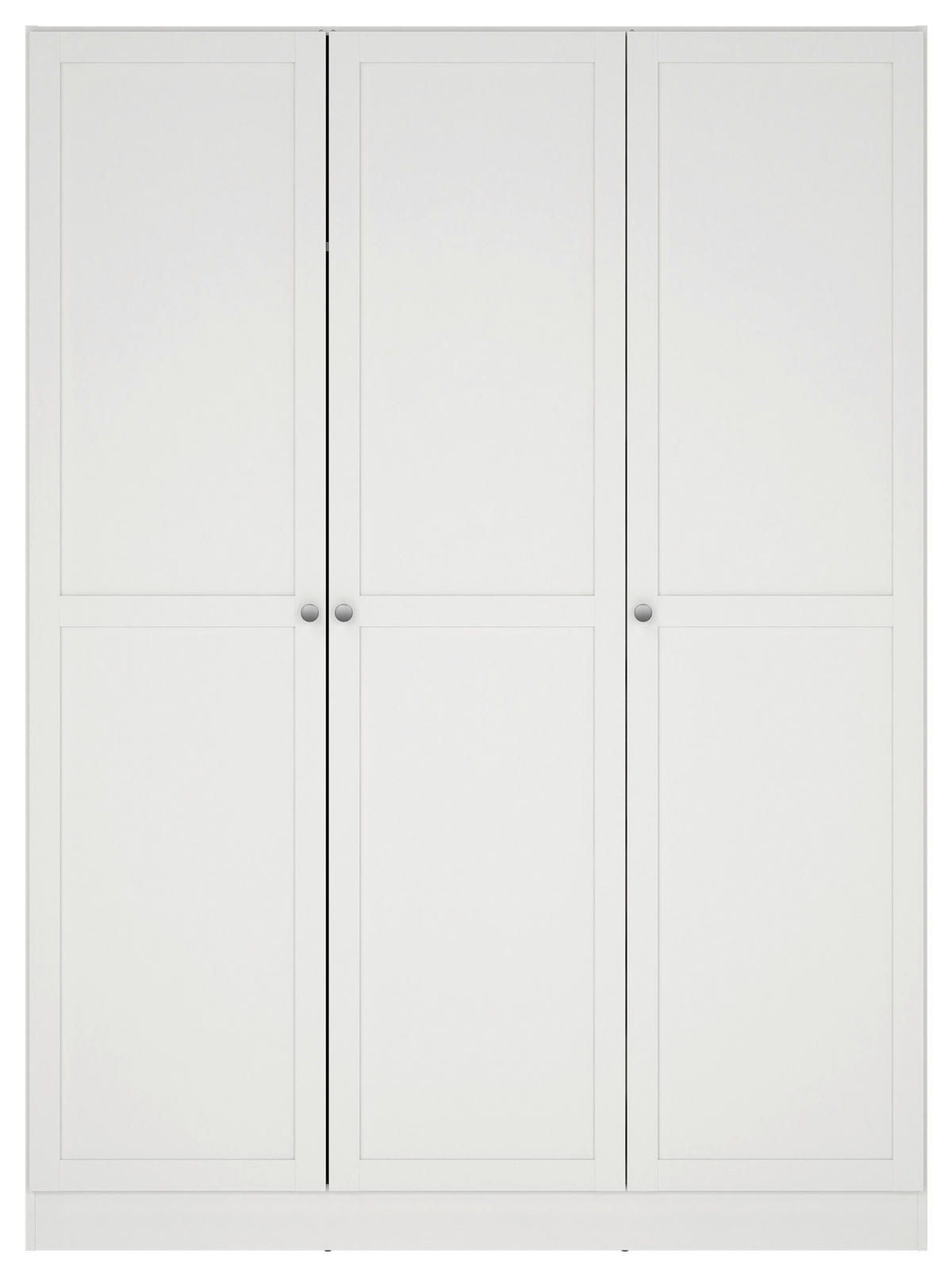 DREHTÜRENSCHRANK 147/200/61,7 cm 3-türig Weiß  - Silberfarben/Weiß, MODERN, Holzwerkstoff/Metall (147/200/61,7cm) - MID.YOU
