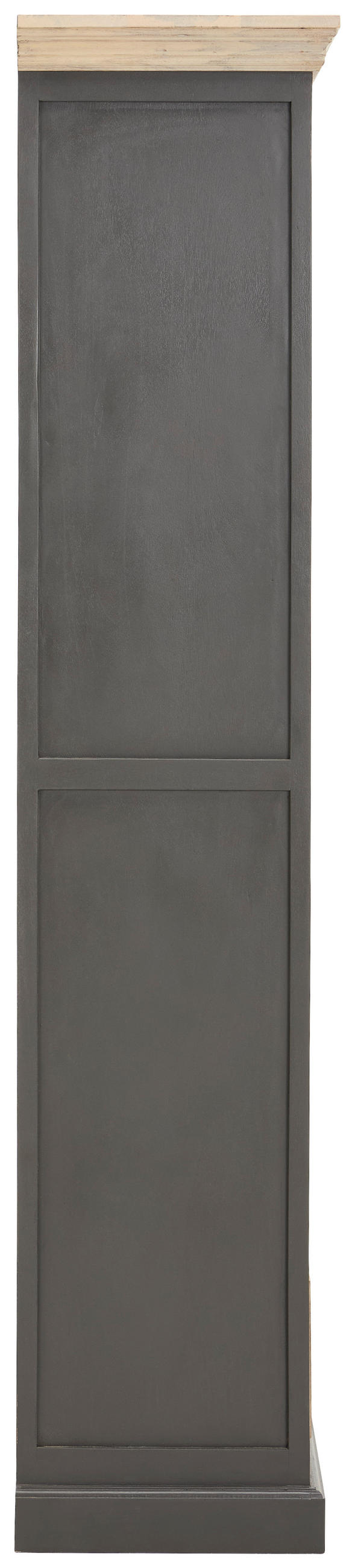 VITRINE in massiv Mangoholz Grau, Naturfarben  - Schwarz/Naturfarben, Natur, Glas/Holz (100/190/40cm) - Livetastic