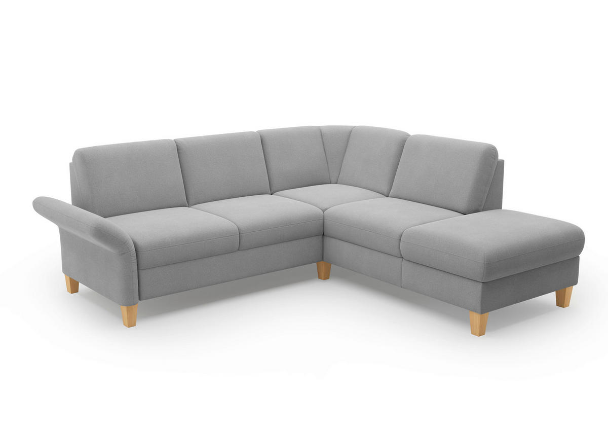 ECKSOFA ROCHELLE E Grau Flachgewebe  - Eichefarben/Grau, KONVENTIONELL, Holz/Textil (240/216cm) - Sit & More