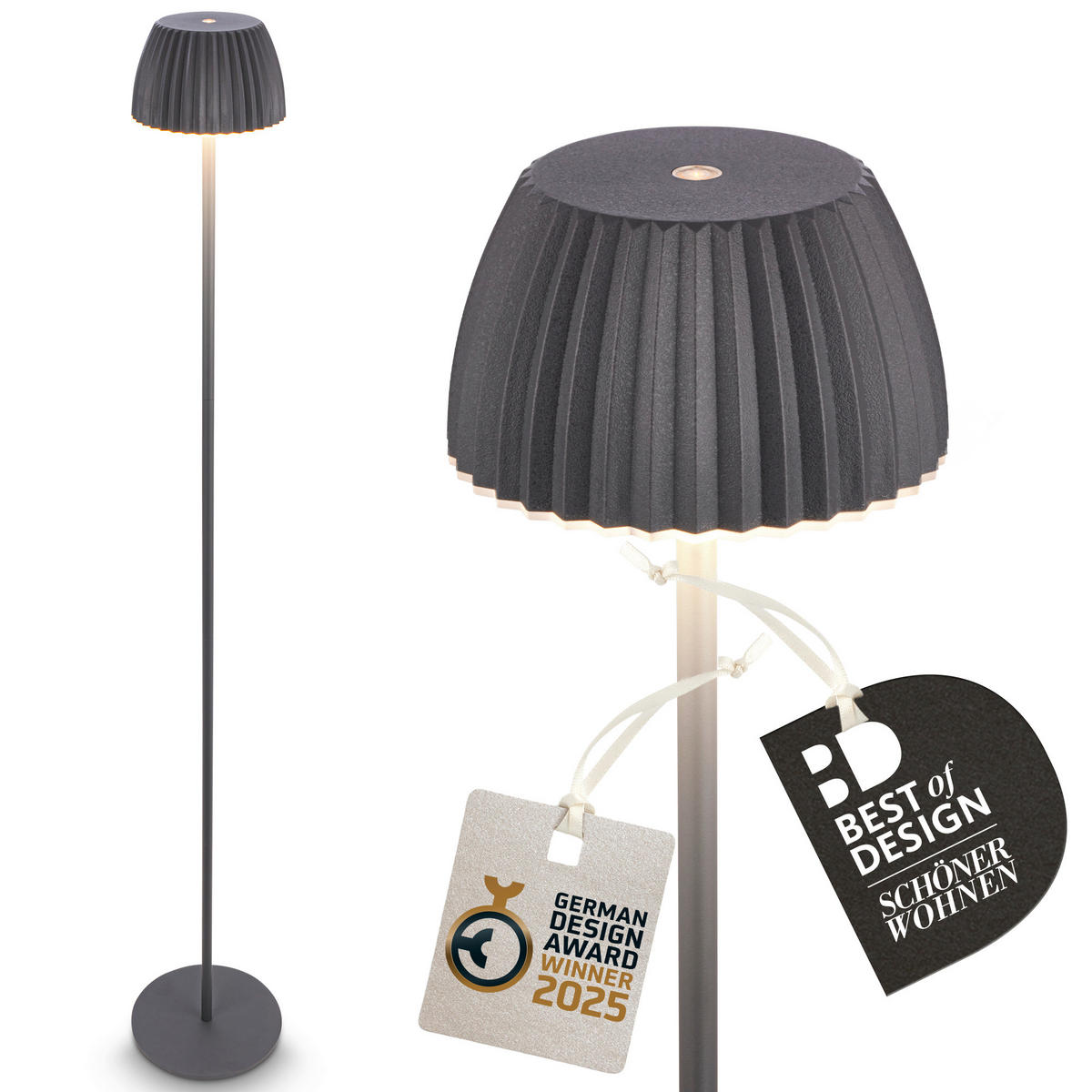 AKKU-STEHLEUCHTE 19/123,5 cm    - Schwarz, Basics, Kunststoff/Metall (19/123,5cm)